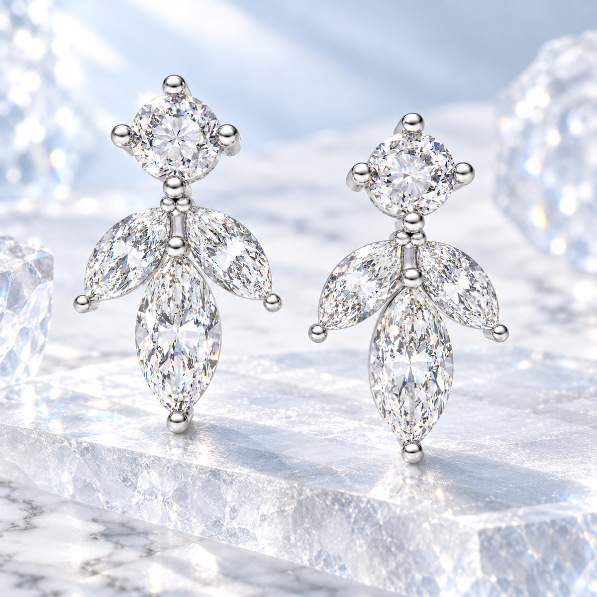 Light in Bloom 1.50 CTW Lab-Grown Diamond Petal Stud Earrings