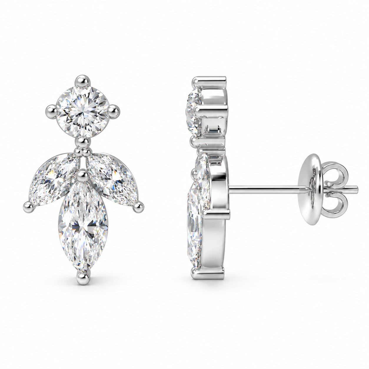Light in Bloom 1.50 CTW Lab-Grown Diamond Petal Stud Earrings