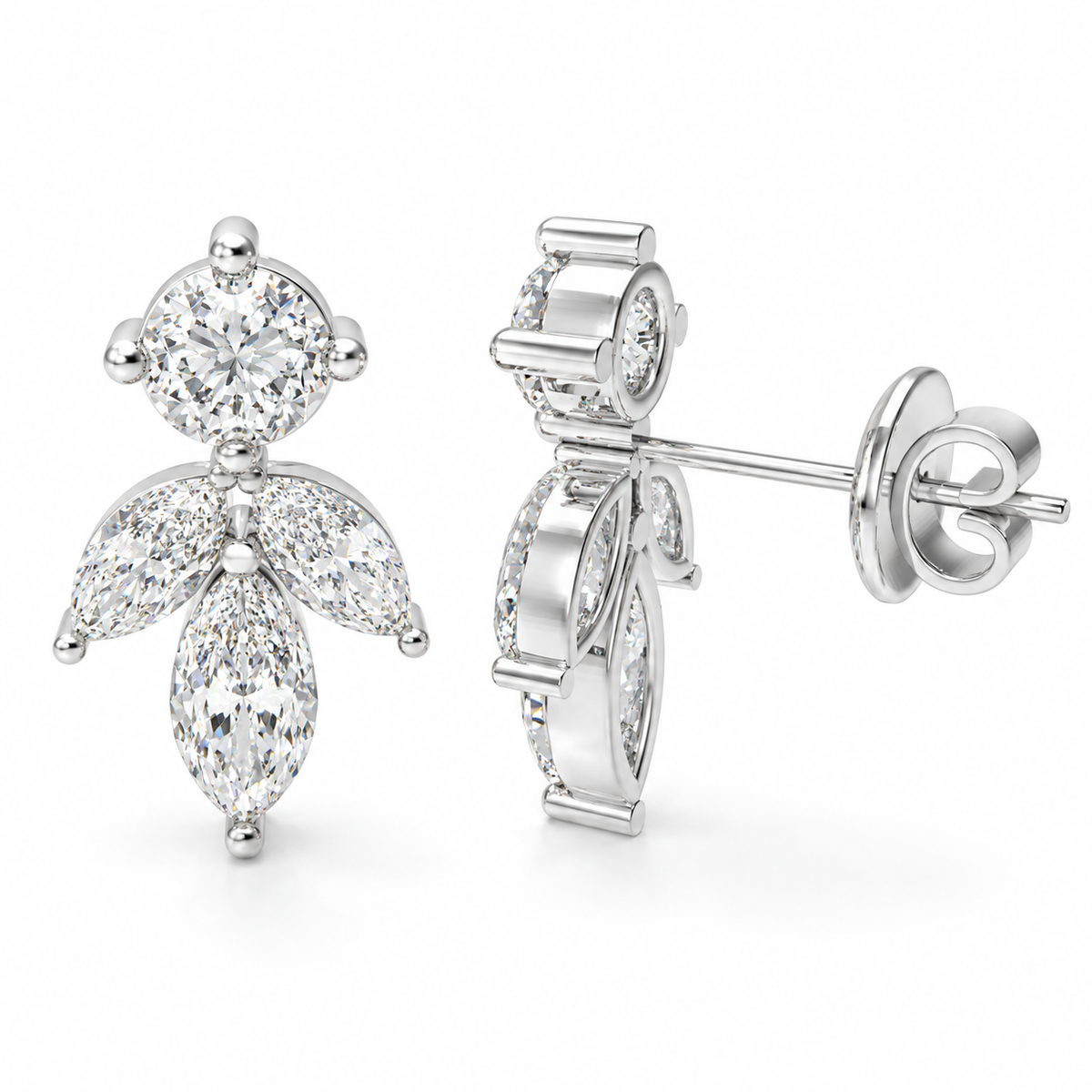 Light in Bloom 1.50 CTW Lab-Grown Diamond Petal Stud Earrings