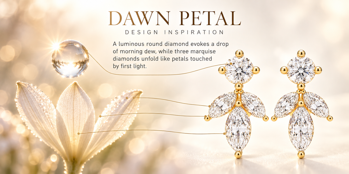 Dawn Petal 1.50 CTW Lab-Grown Diamond Stud Earrings in Yellow Gold