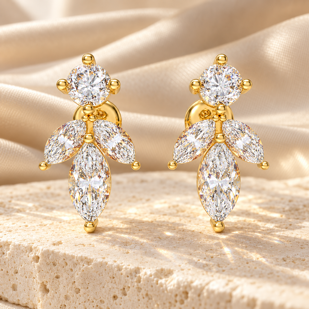 Dawn Petal 1.50 CTW Lab-Grown Diamond Stud Earrings in Yellow Gold