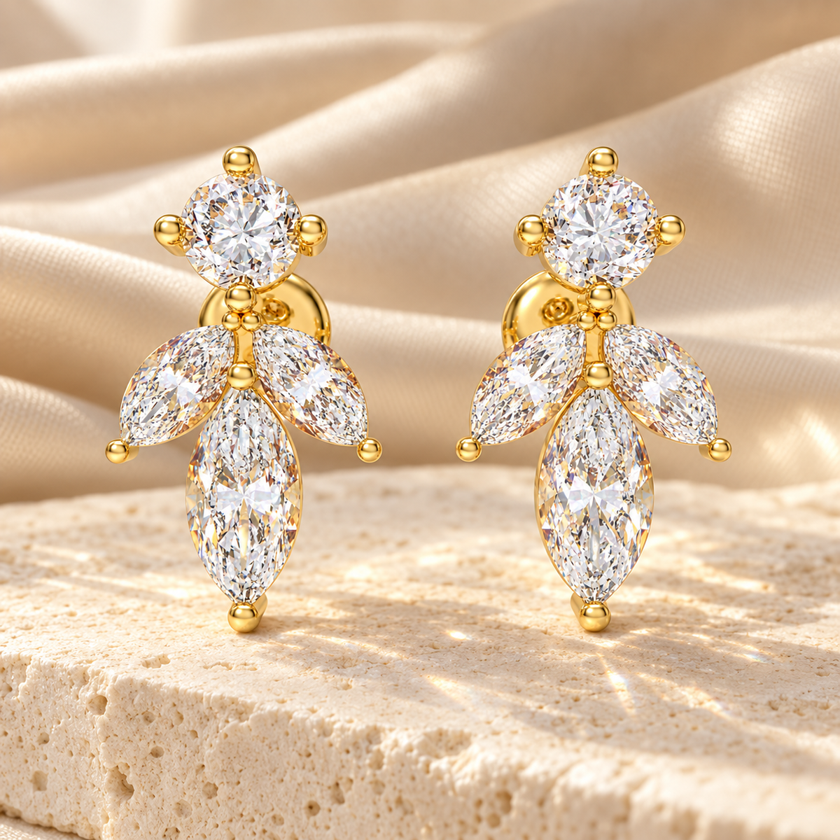 Dawn Petal 1.50 CTW Lab-Grown Diamond Stud Earrings in Yellow Gold