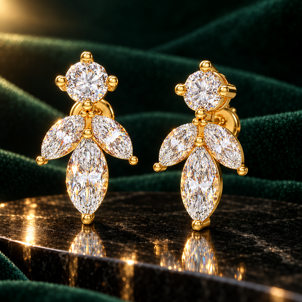 Dawn Petal 1.50 CTW Lab-Grown Diamond Stud Earrings in Yellow Gold
