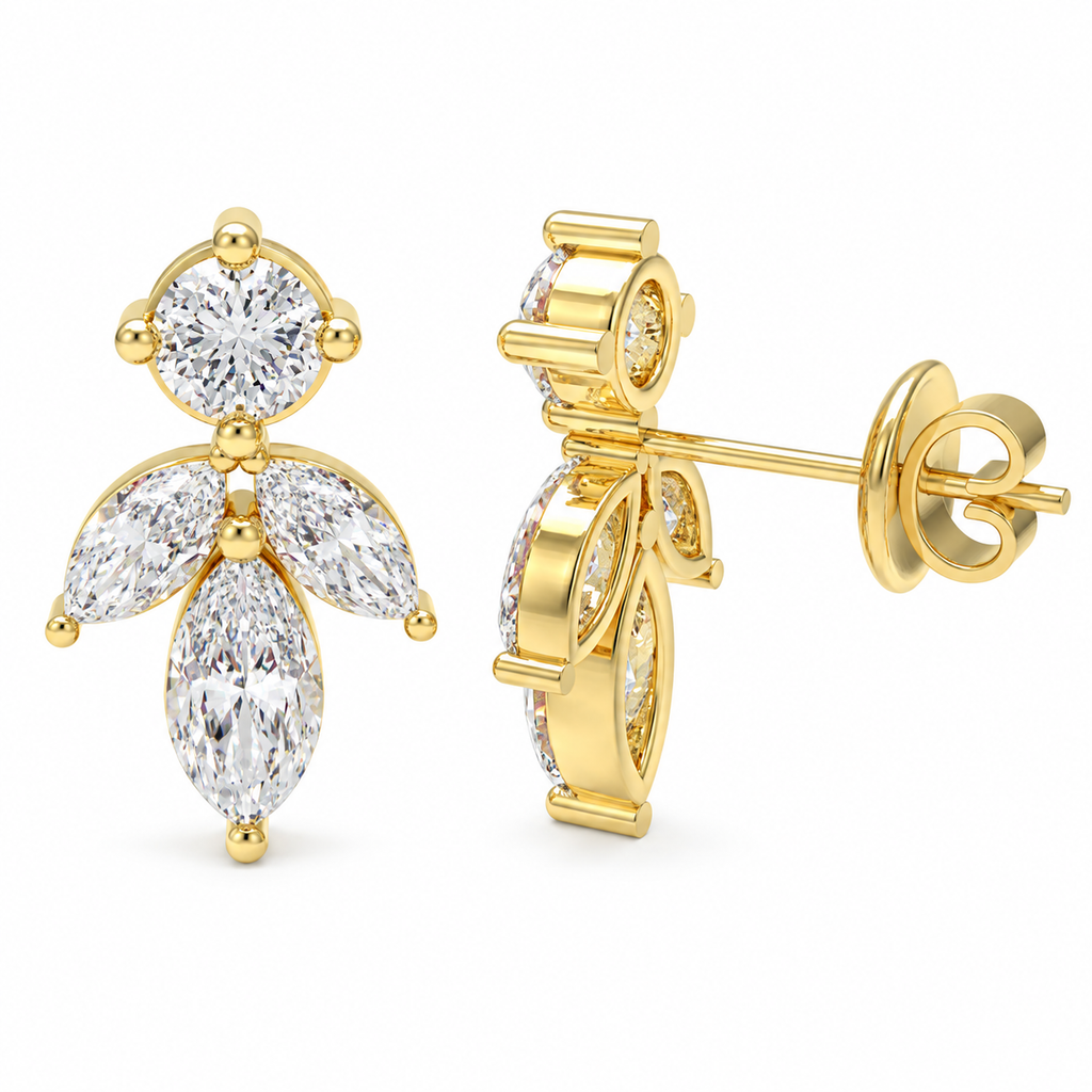 Dawn Petal 1.50 CTW Lab-Grown Diamond Stud Earrings in Yellow Gold