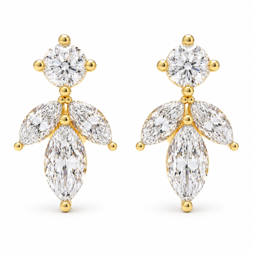 Dawn Petal 1.50 CTW Lab-Grown Diamond Stud Earrings in Yellow Gold