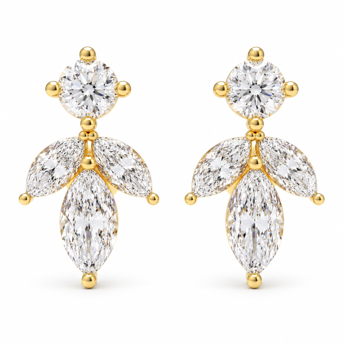 Dawn Petal 1.50 CTW Lab-Grown Diamond Stud Earrings in Yellow Gold