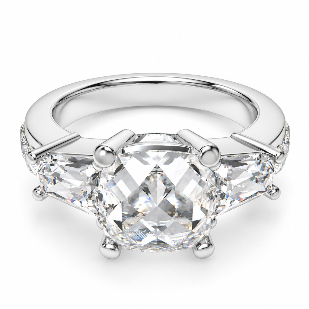 Eternal Radiance Cushion-Cut Lab-Grown Diamond Three-Stone Engagement Ring | ELVORIQUE