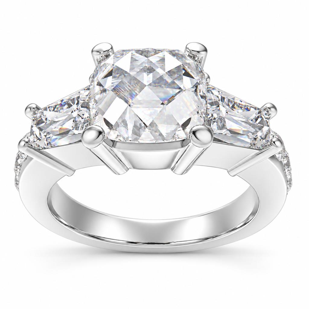 Eternal Radiance Cushion-Cut Lab-Grown Diamond Three-Stone Engagement Ring | ELVORIQUE