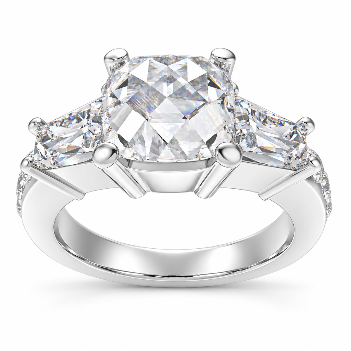 Eternal Radiance Cushion-Cut Lab-Grown Diamond Three-Stone Engagement Ring | ELVORIQUE