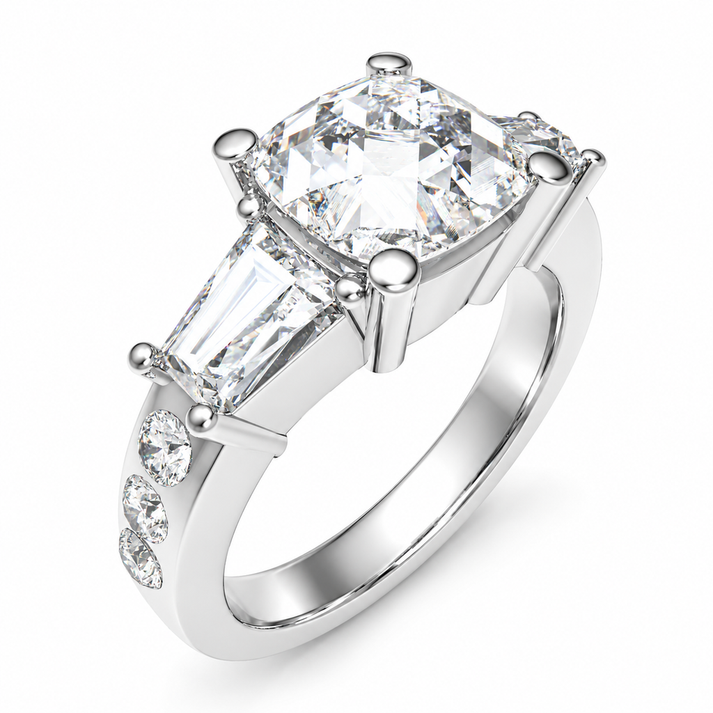 Eternal Radiance Cushion-Cut Lab-Grown Diamond Three-Stone Engagement Ring | ELVORIQUE