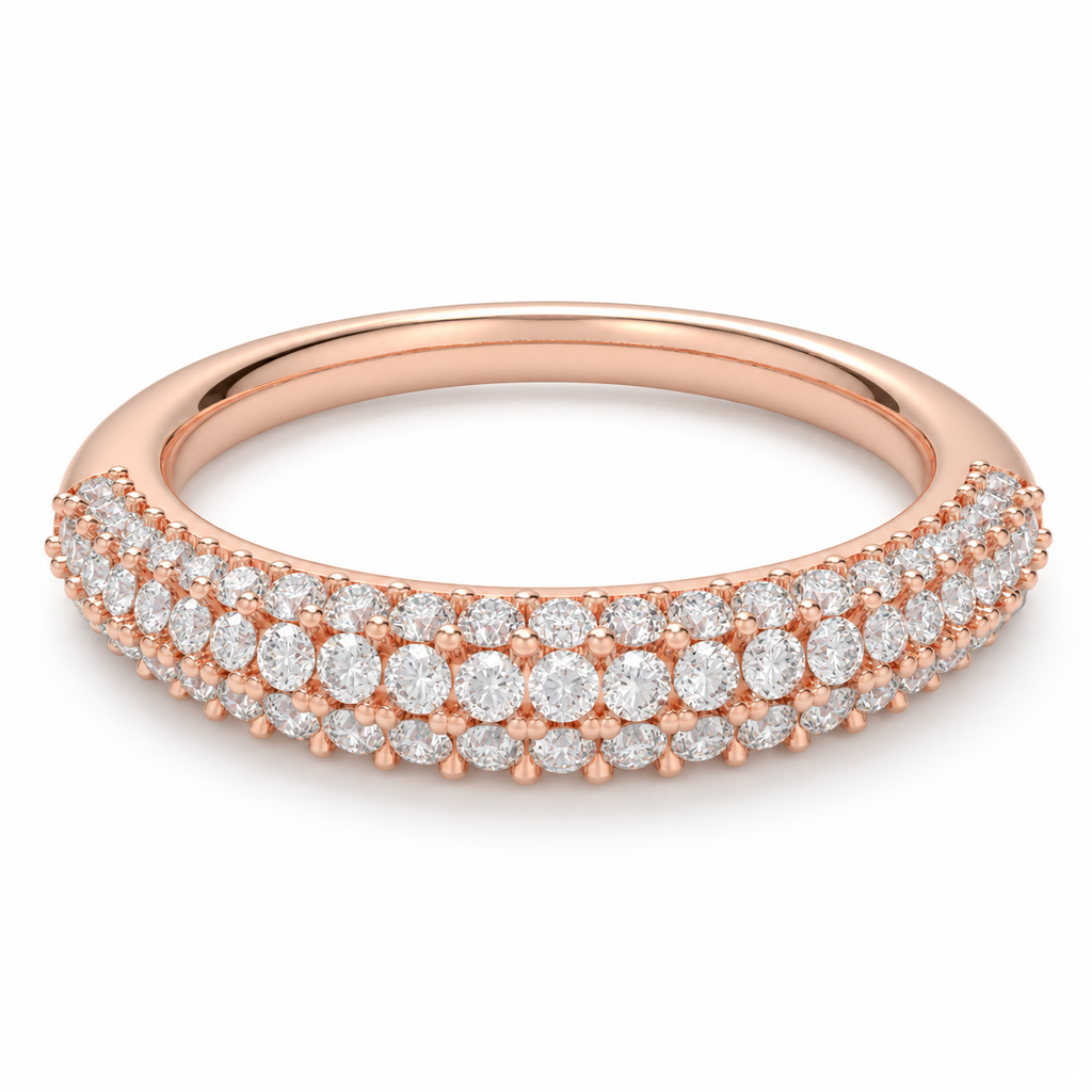 Three-Row Lab-Grown Diamond Band in Rose Gold