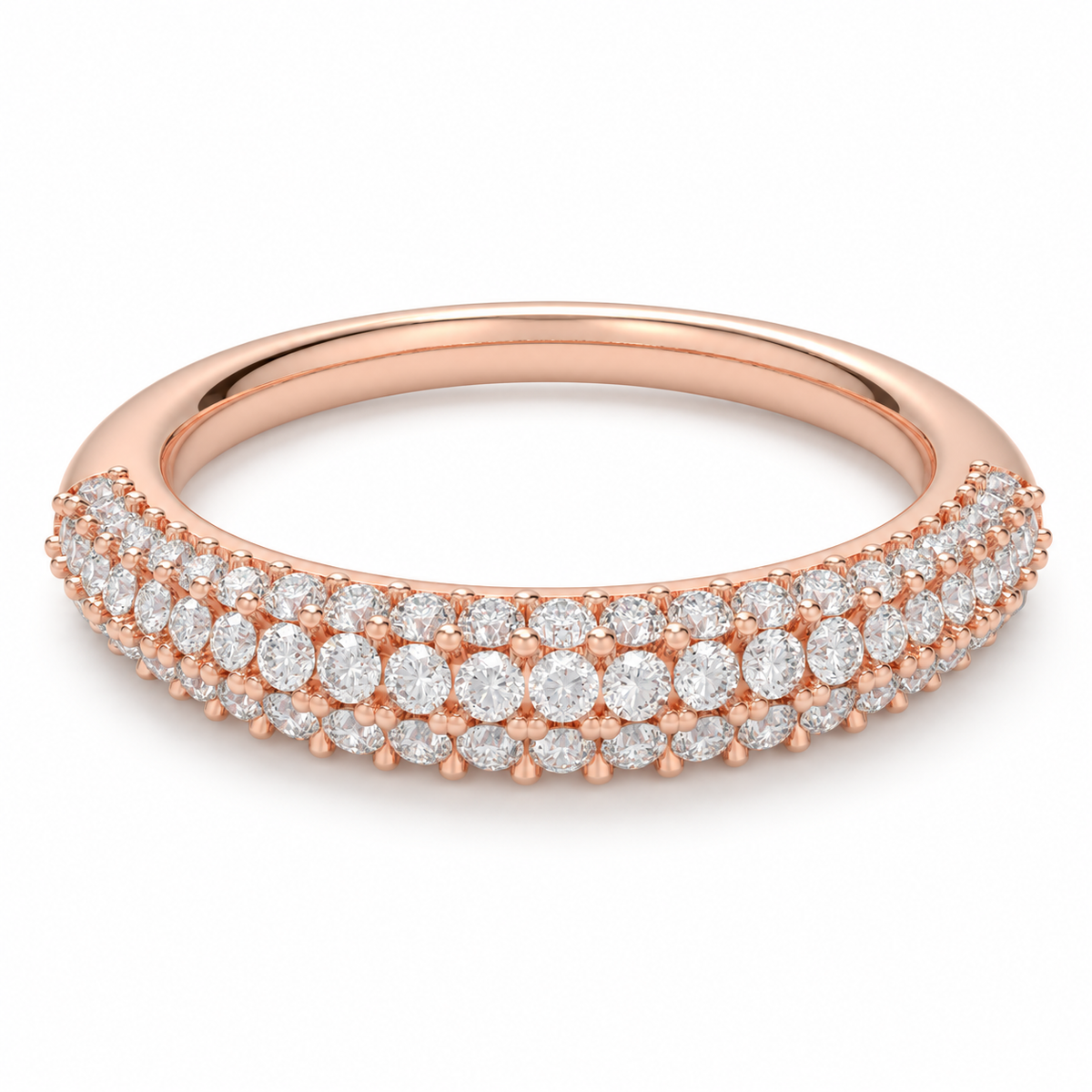 Three-Row Lab-Grown Diamond Band in Rose Gold