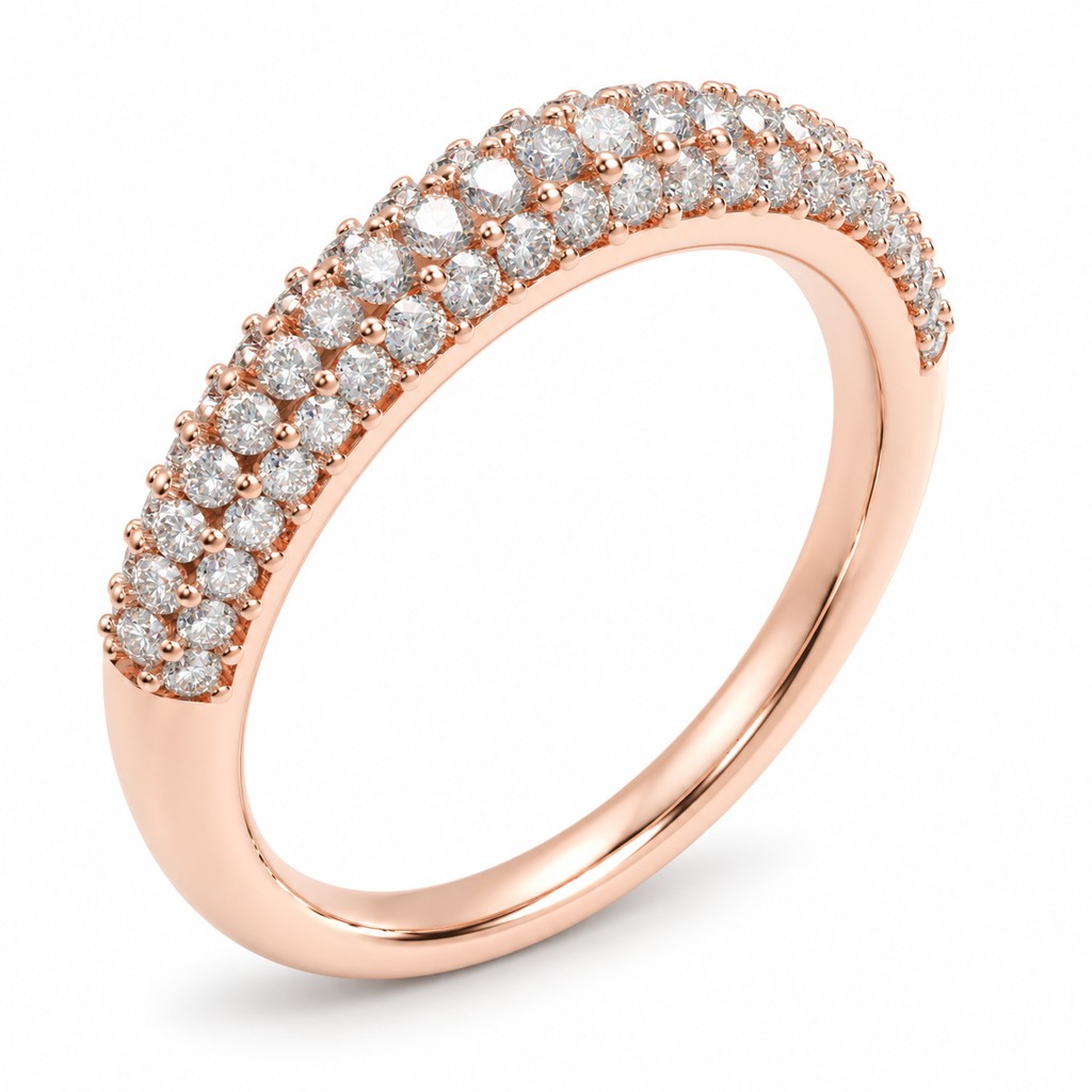 Three-Row Lab-Grown Diamond Band in Rose Gold