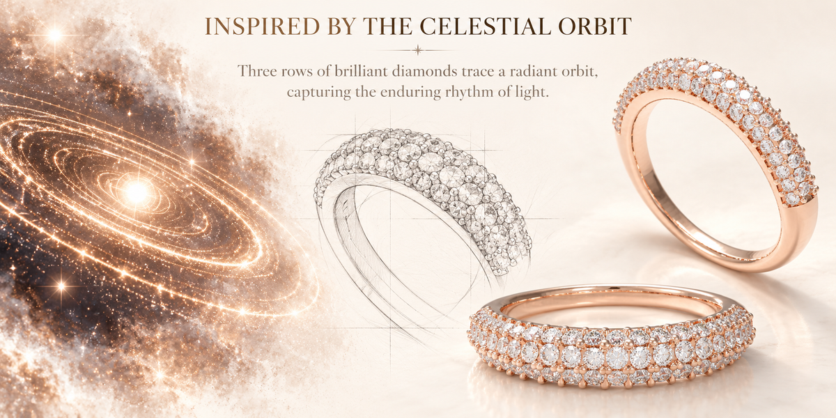 Three-Row Lab-Grown Diamond Band in Rose Gold