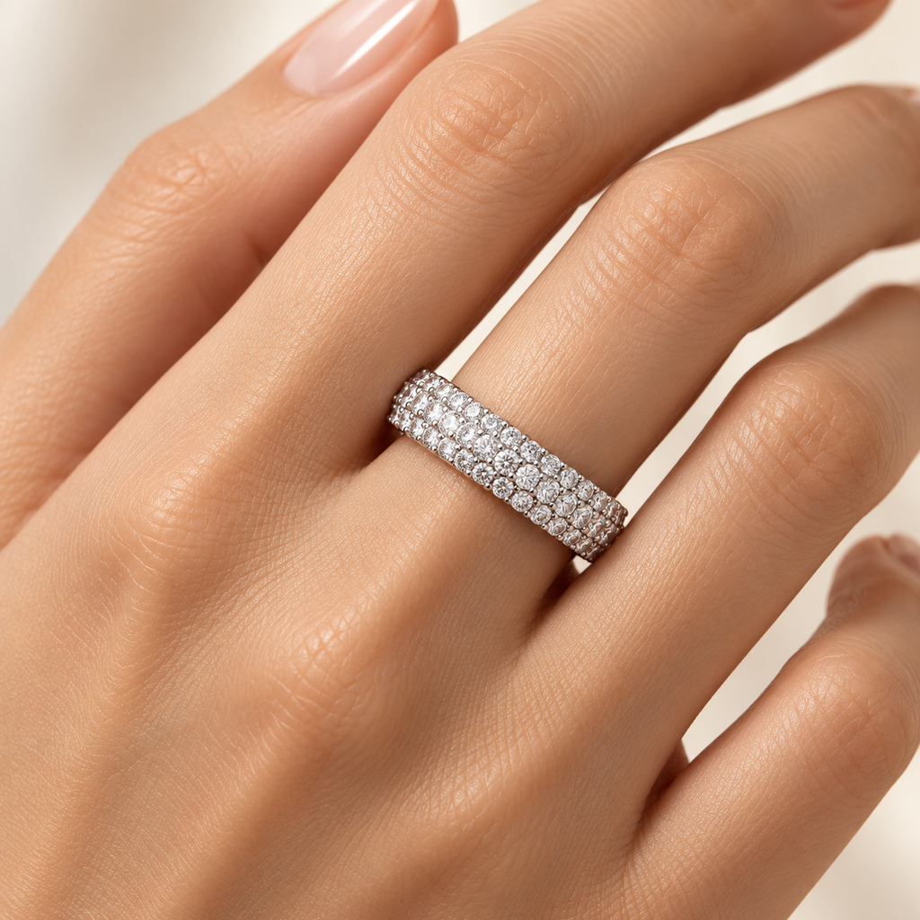 ELVORIQUE 0.50 CTW Three-Row Lab-Grown Diamond Wedding Band