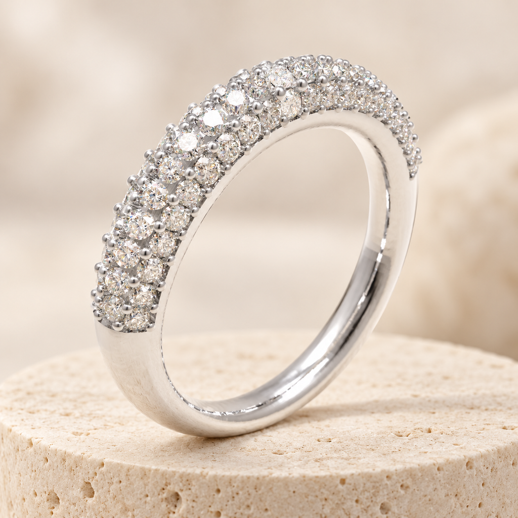 ELVORIQUE 0.50 CTW Three-Row Lab-Grown Diamond Wedding Band
