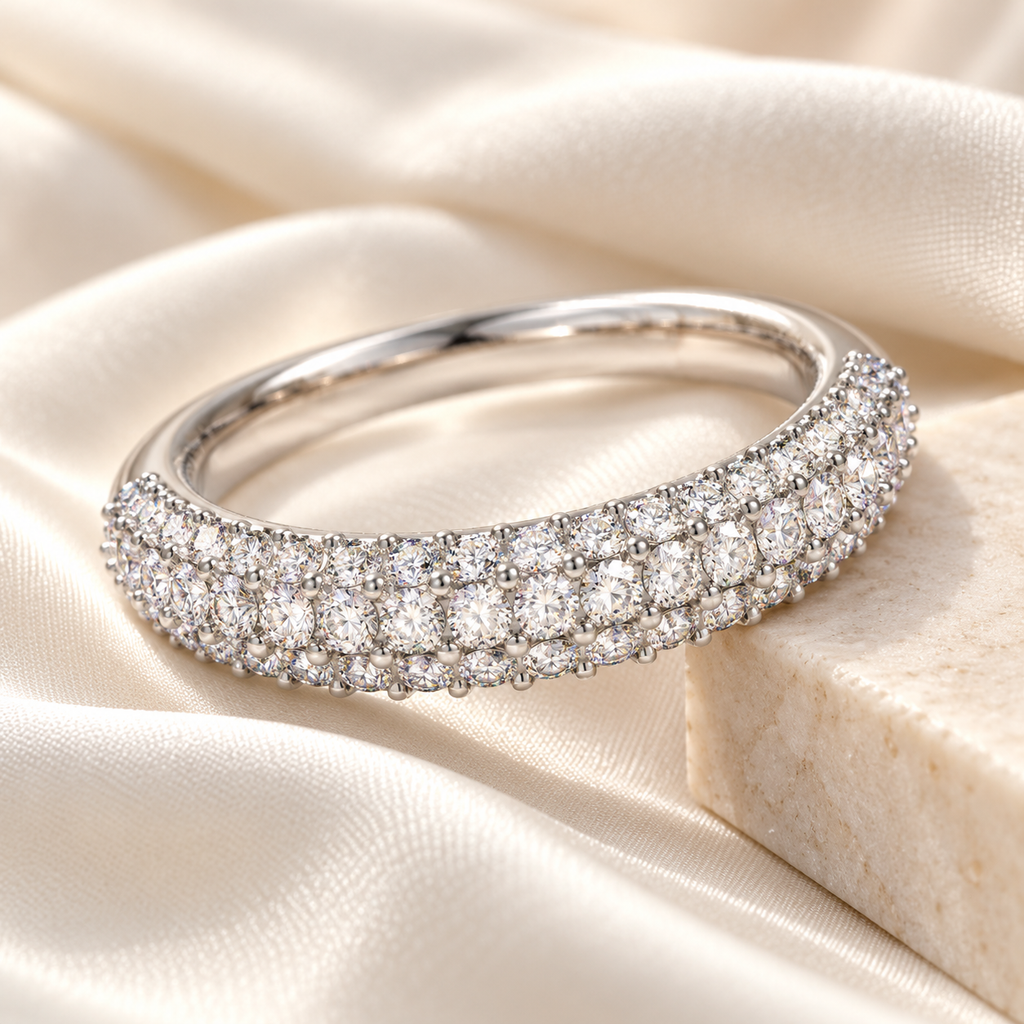 ELVORIQUE 0.50 CTW Three-Row Lab-Grown Diamond Wedding Band