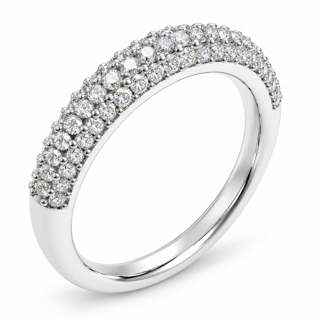 ELVORIQUE 0.50 CTW Three-Row Lab-Grown Diamond Wedding Band