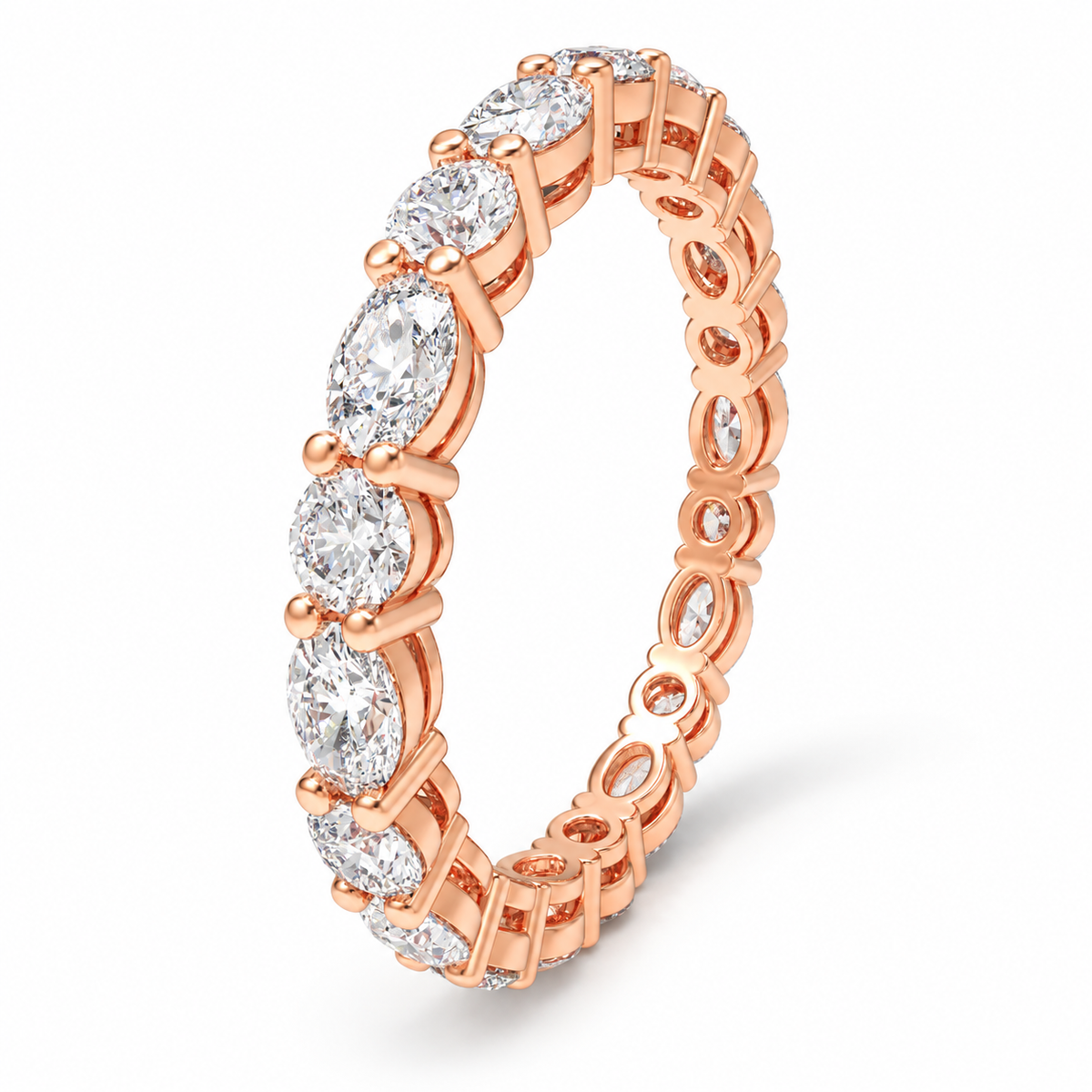 ELVORIQUE Oval & Round Lab-Grown Diamond Eternity Ring in Rose Gold