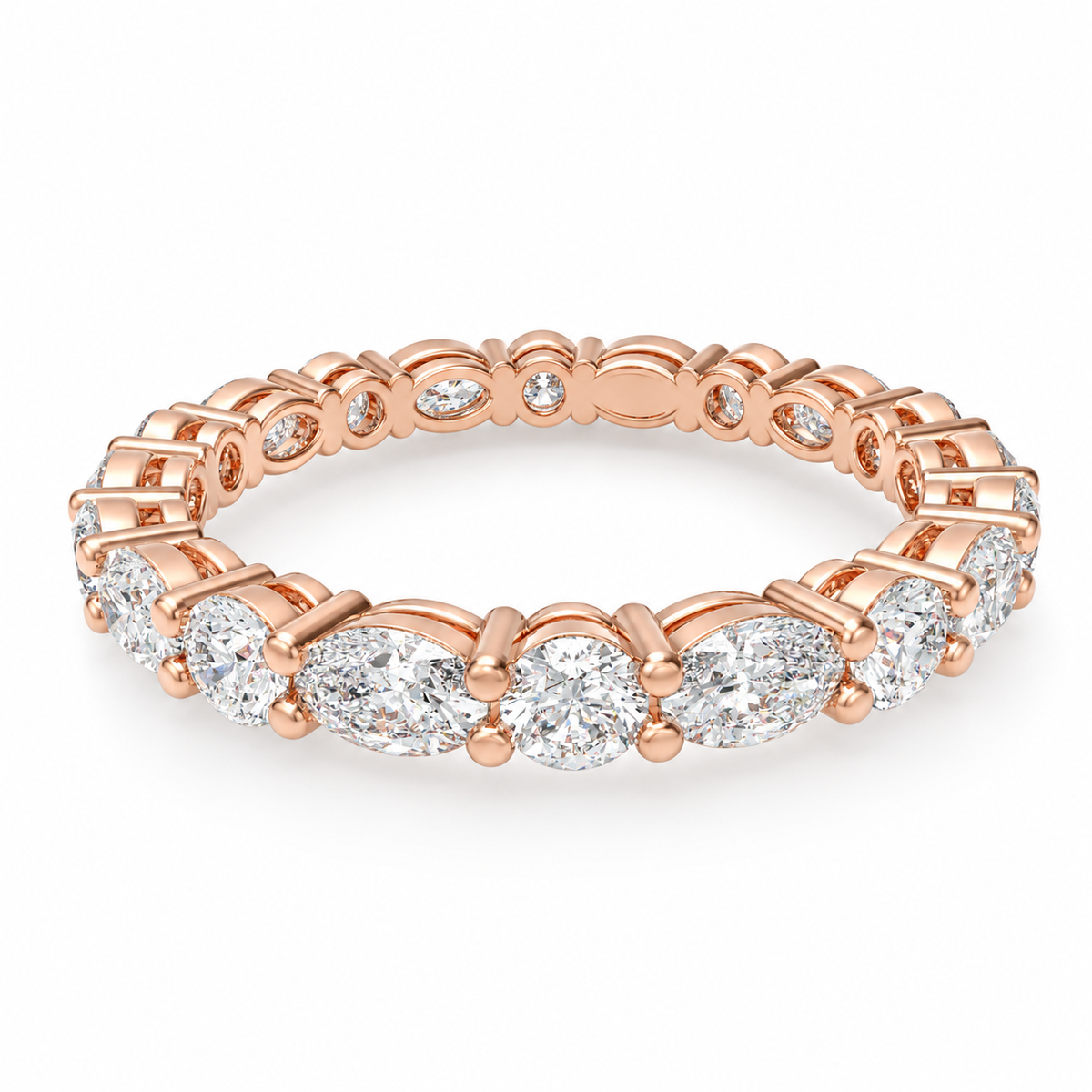 ELVORIQUE JEWELRY ELVORIQUE Oval & Round Lab-Grown Diamond Eternity Ring in Rose Gold