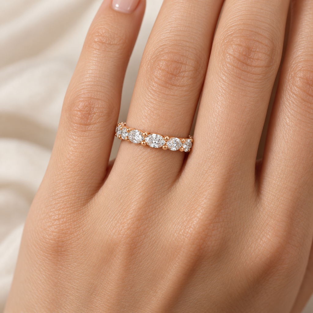 ELVORIQUE Oval & Round Lab-Grown Diamond Eternity Ring in Rose Gold