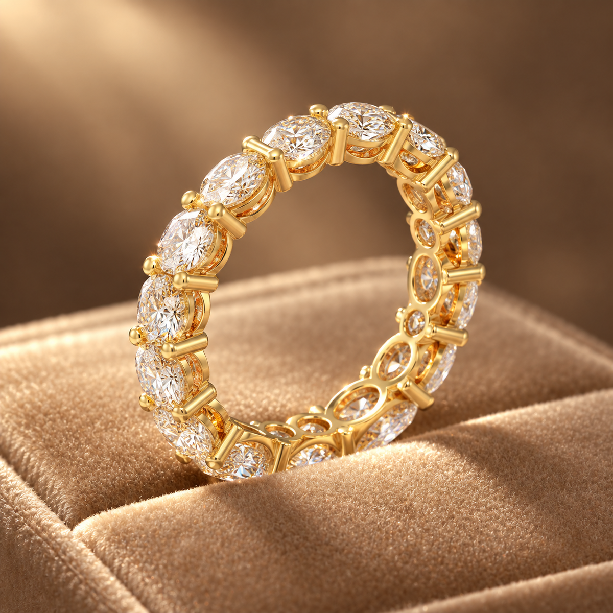 ELVORIQUE Oval & Round Lab-Grown Diamond Eternity Band in Yellow Gold