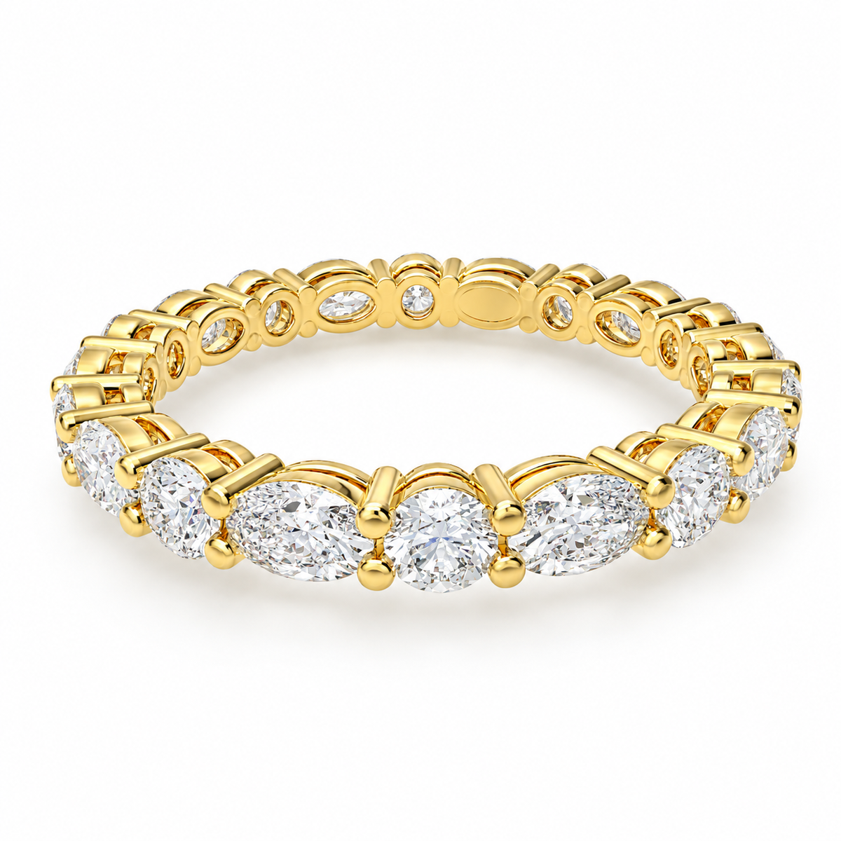 ELVORIQUE Oval & Round Lab-Grown Diamond Eternity Band in Yellow Gold