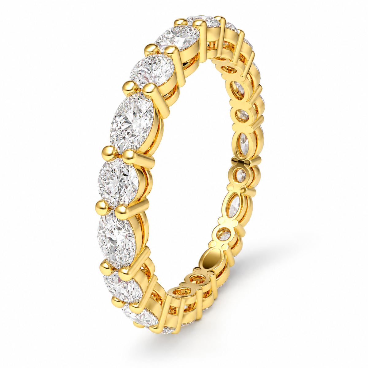 ELVORIQUE Oval & Round Lab-Grown Diamond Eternity Band in Yellow Gold