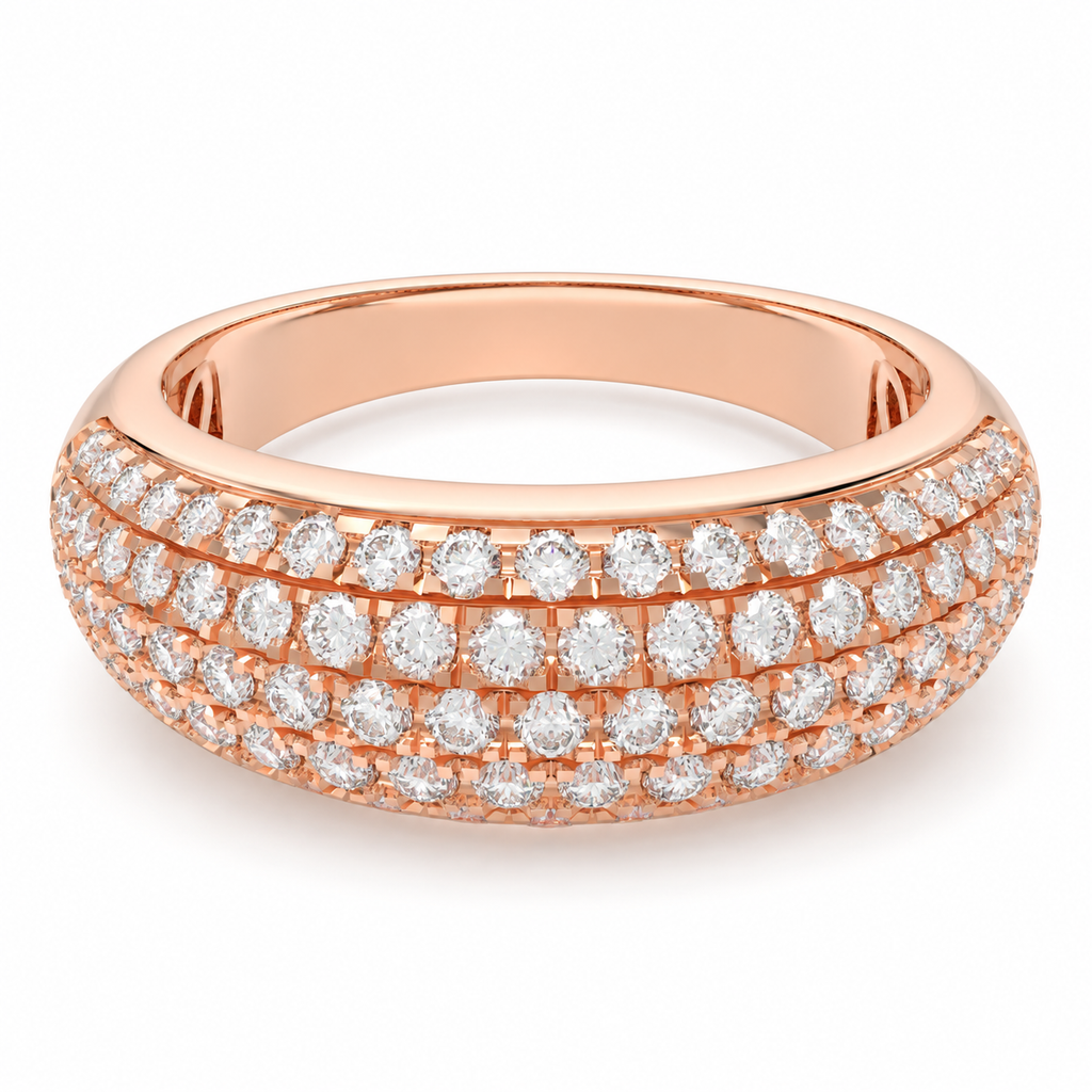 ELVORIQUE 0.73 CTW Multi-Row Pavé Lab-Grown Diamond Ring in Rose Gold