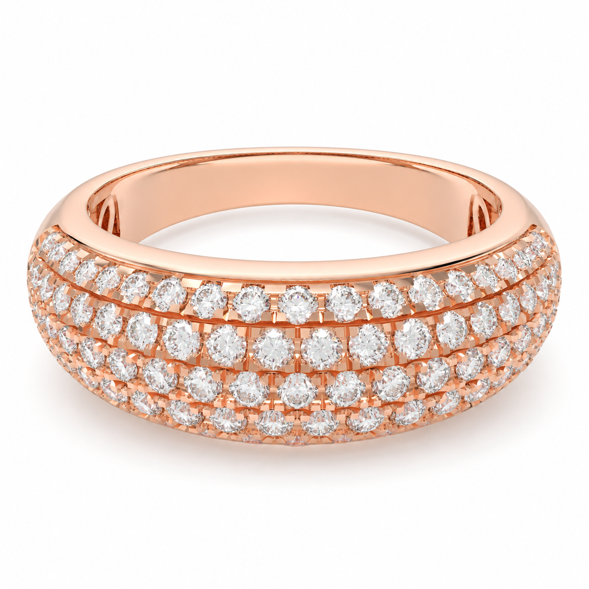 ELVORIQUE 0.73 CTW Multi-Row Pavé Lab-Grown Diamond Ring in Rose Gold