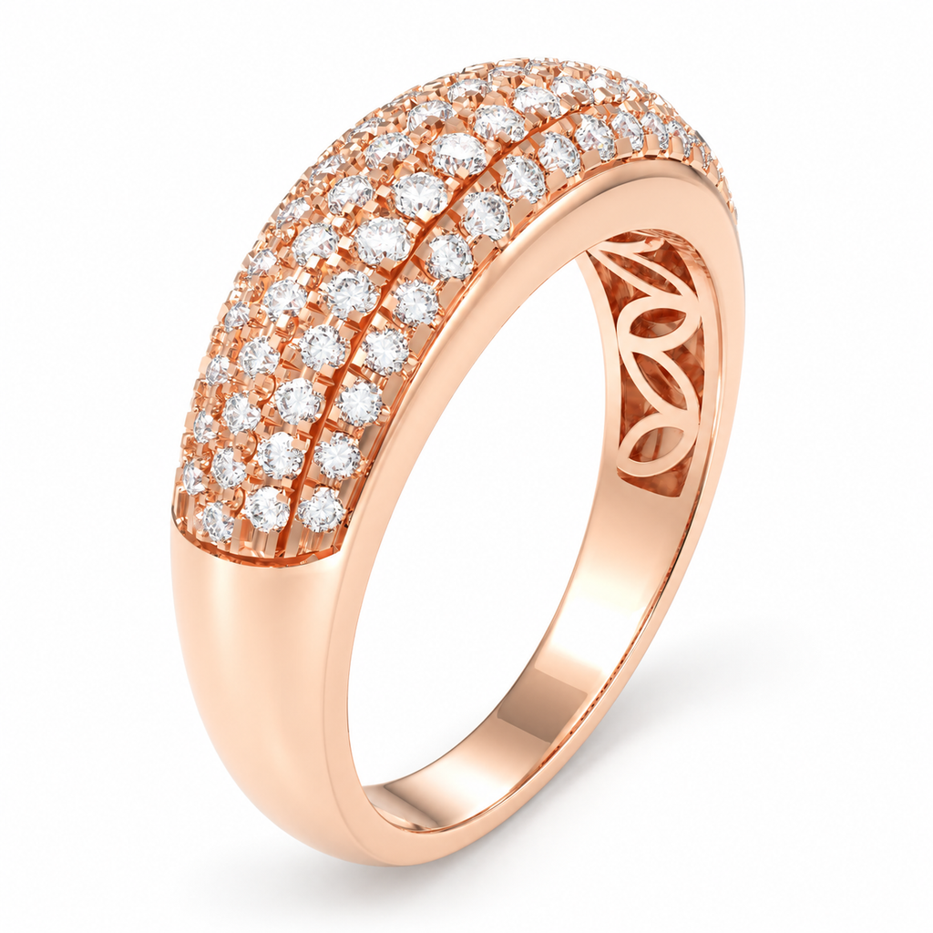 ELVORIQUE 0.73 CTW Multi-Row Pavé Lab-Grown Diamond Ring in Rose Gold