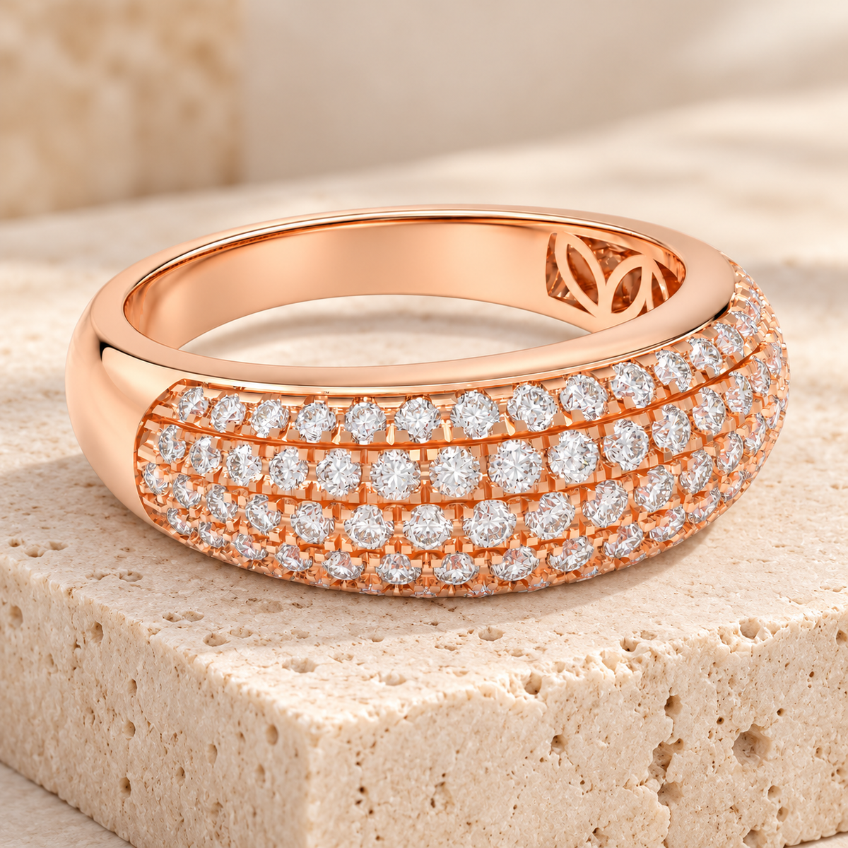 ELVORIQUE 0.73 CTW Multi-Row Pavé Lab-Grown Diamond Ring in Rose Gold