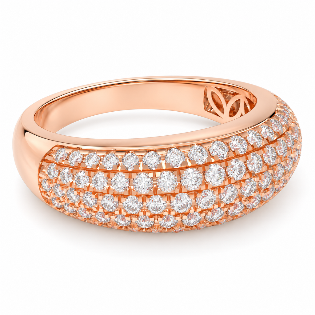 ELVORIQUE 0.73 CTW Multi-Row Pavé Lab-Grown Diamond Ring in Rose Gold