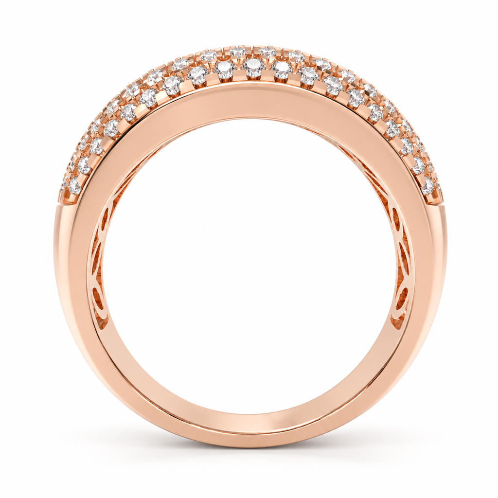 ELVORIQUE 0.73 CTW Multi-Row Pavé Lab-Grown Diamond Ring in Rose Gold