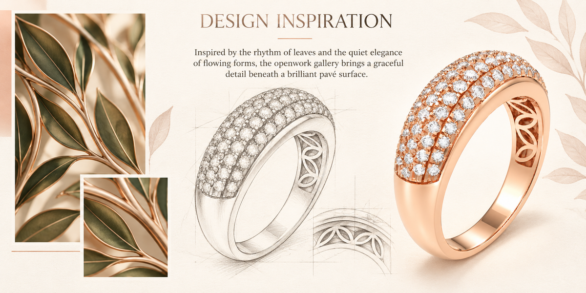 ELVORIQUE 0.73 CTW Multi-Row Pavé Lab-Grown Diamond Ring in Rose Gold