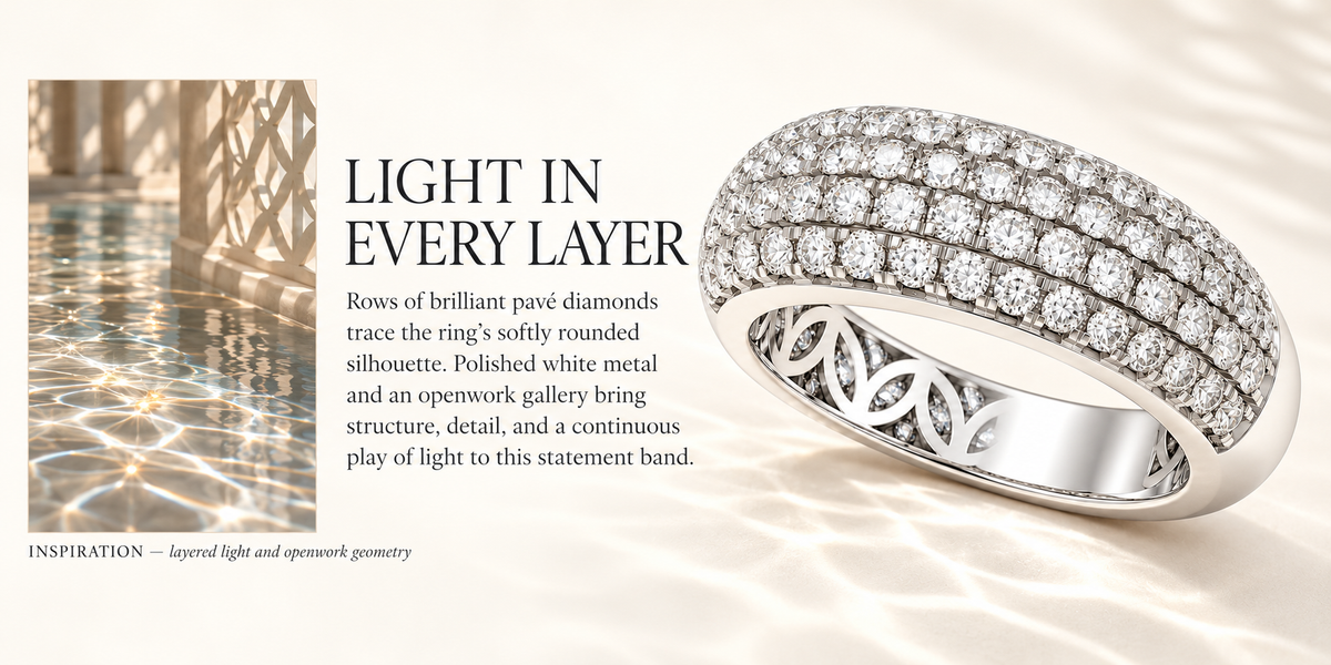 ELVORIQUE 0.73 CTW Multi-Row Pavé Lab-Grown Diamond Ring