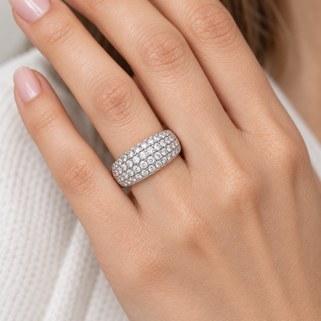 ELVORIQUE 0.73 CTW Multi-Row Pavé Lab-Grown Diamond Ring