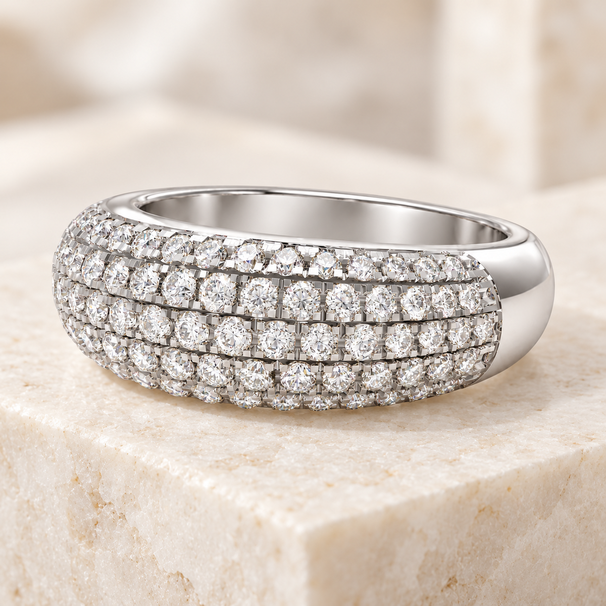 ELVORIQUE 0.73 CTW Multi-Row Pavé Lab-Grown Diamond Ring