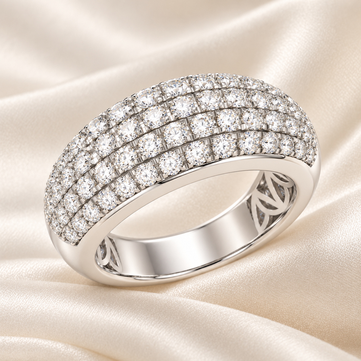 ELVORIQUE 0.73 CTW Multi-Row Pavé Lab-Grown Diamond Ring