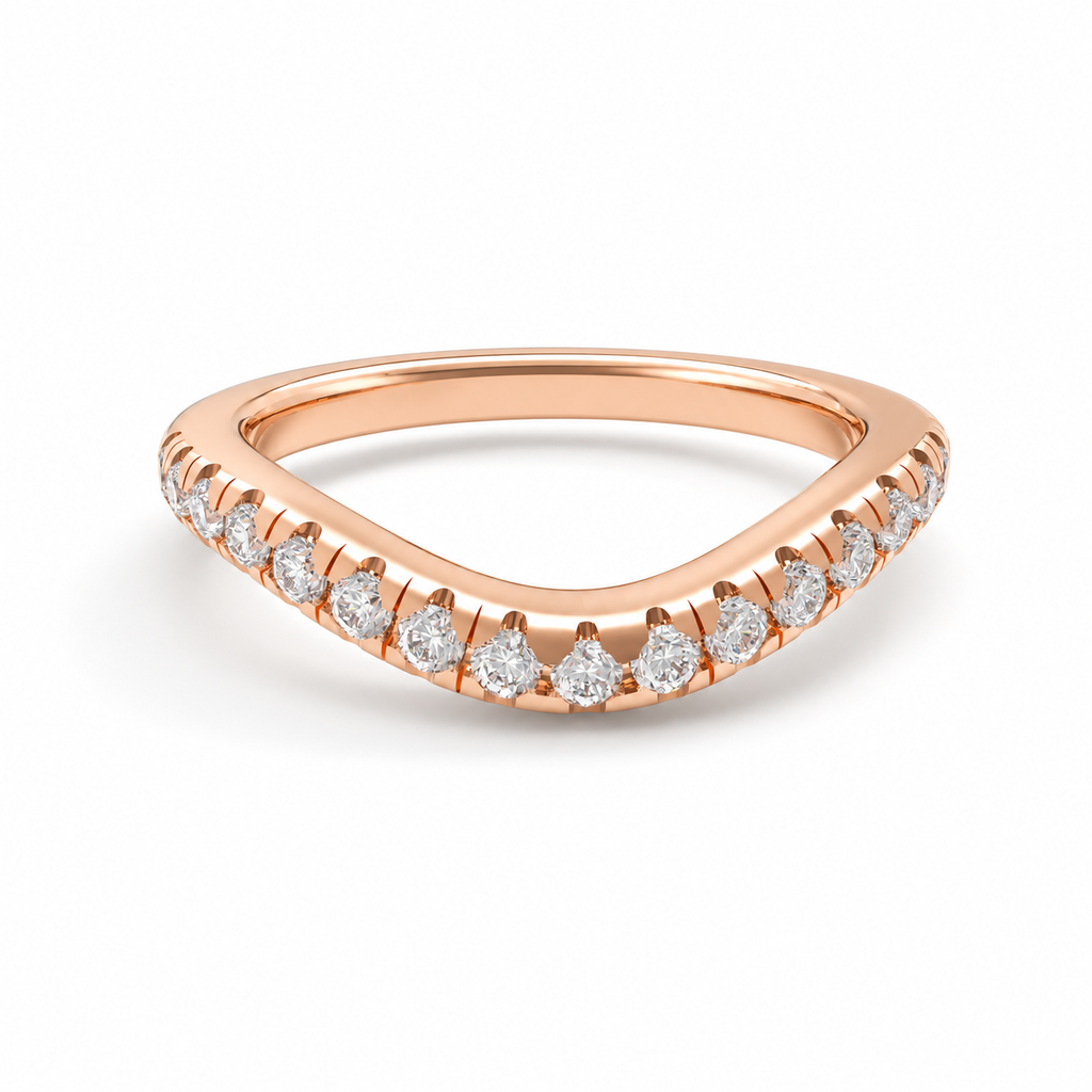 ELVORIQUE 3 Carat Lab-Grown Diamond Bridal Ring Set with Pavé Band in 14K Rose Gold