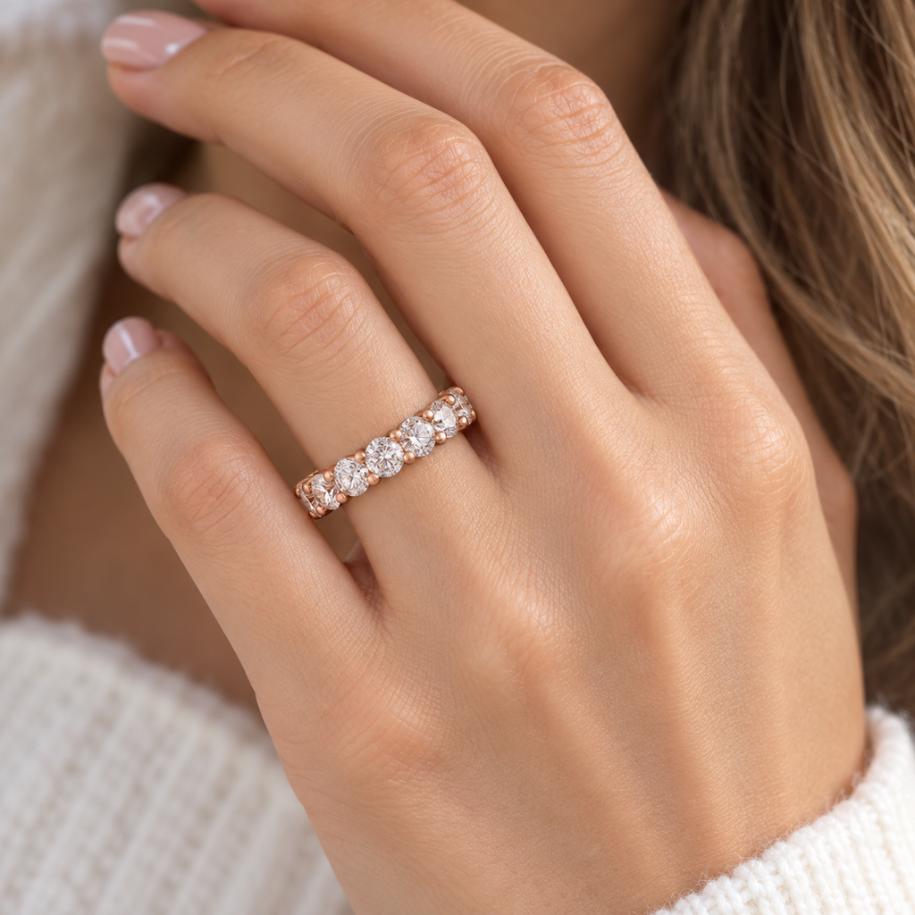 Rose Gold Round Lab-Grown Diamond Full Eternity Band