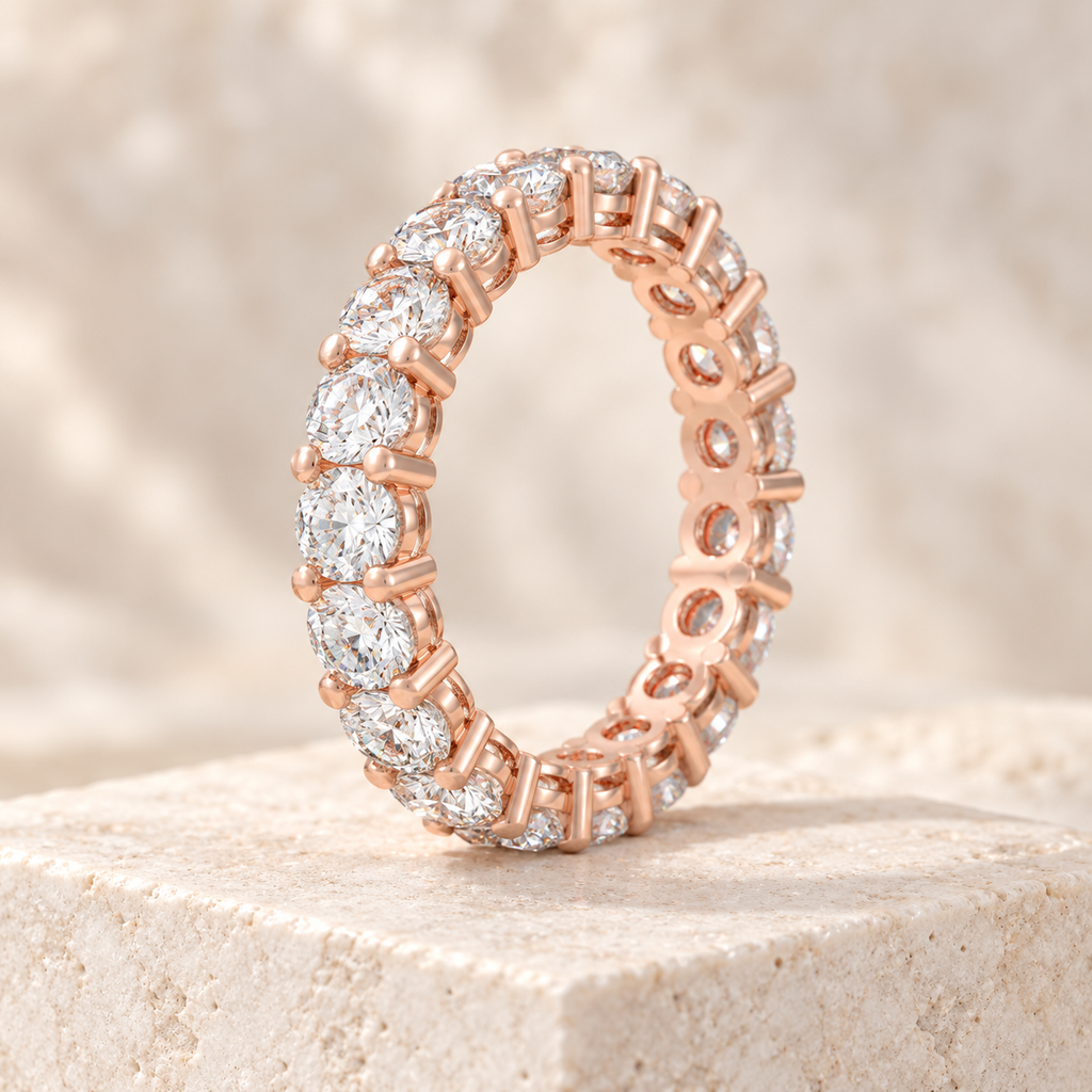 Rose Gold Round Lab-Grown Diamond Full Eternity Band