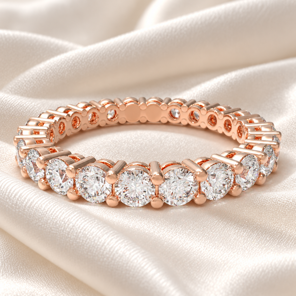 Rose Gold Round Lab-Grown Diamond Full Eternity Band
