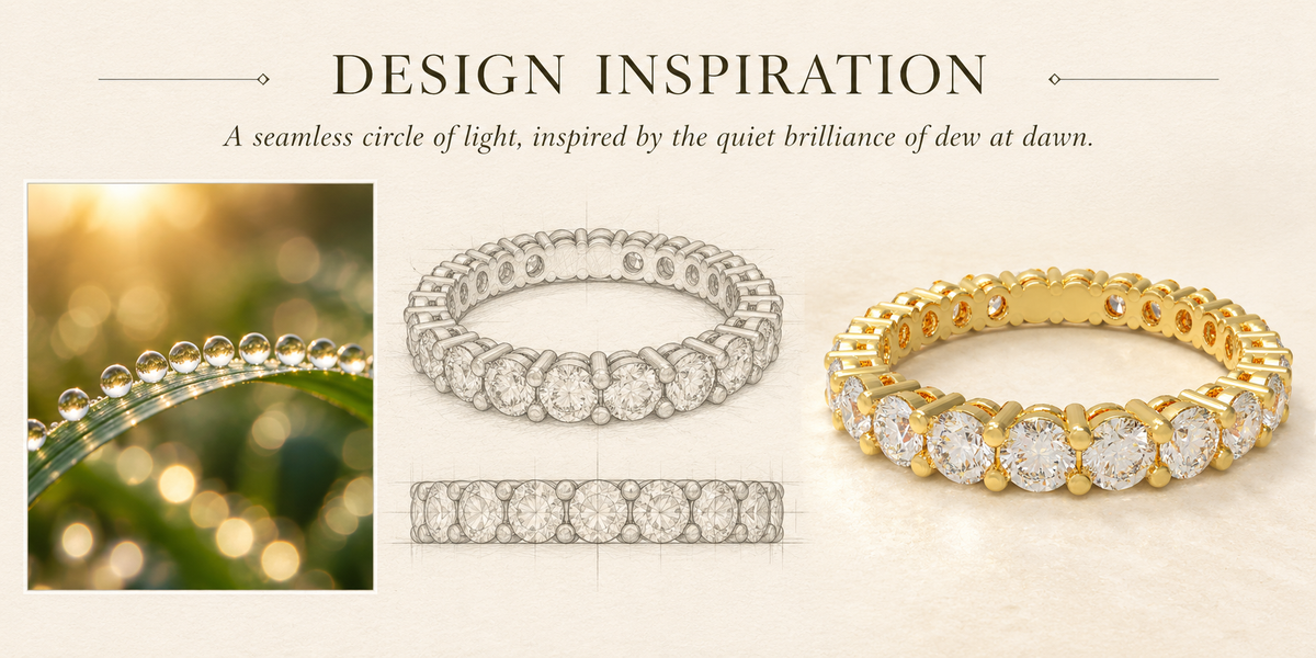 Yellow Gold Round Lab-Grown Diamond Full Eternity Band