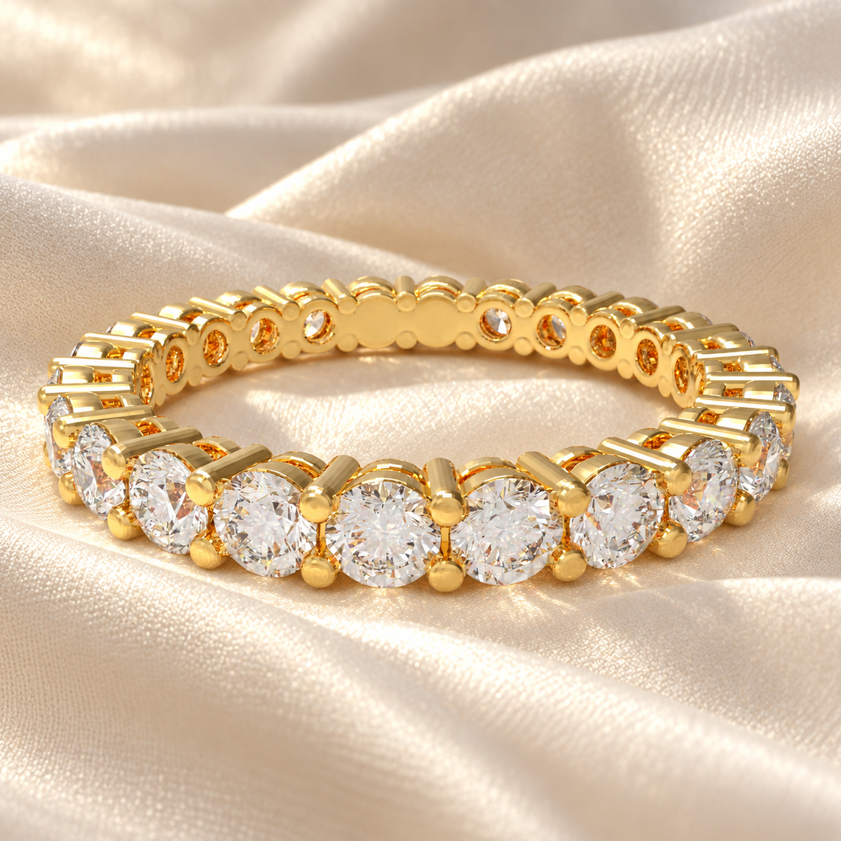 Yellow Gold Round Lab-Grown Diamond Full Eternity Band