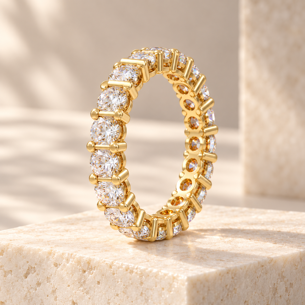 Yellow Gold Round Lab-Grown Diamond Full Eternity Band