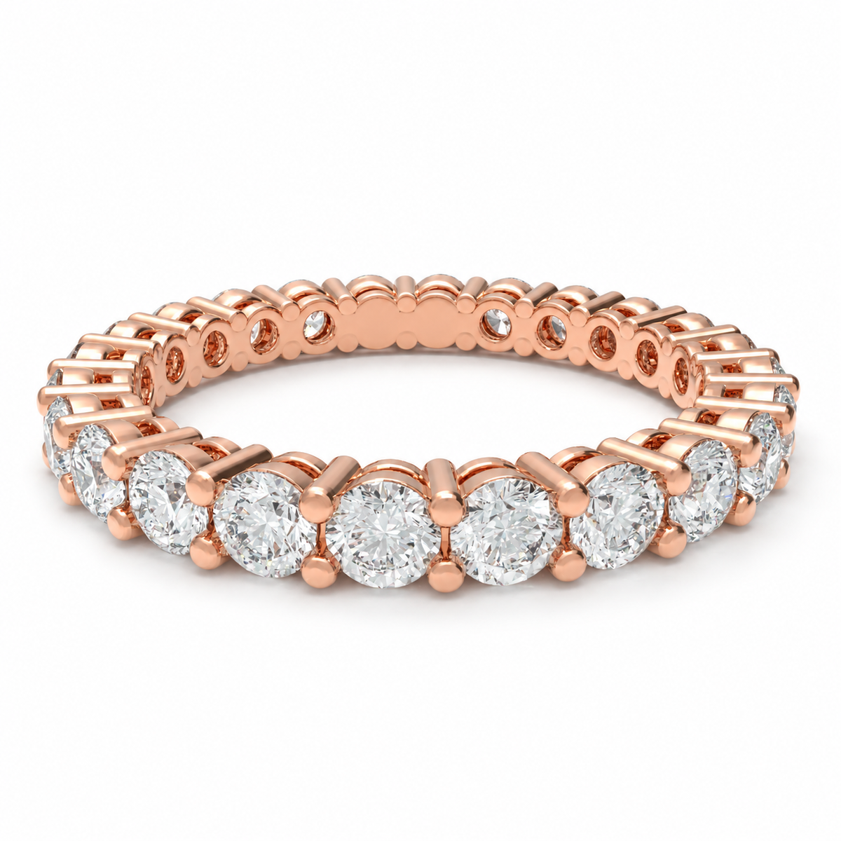 ELVORIQUE JEWELRY Rose Gold Round Lab-Grown Diamond Full Eternity Band