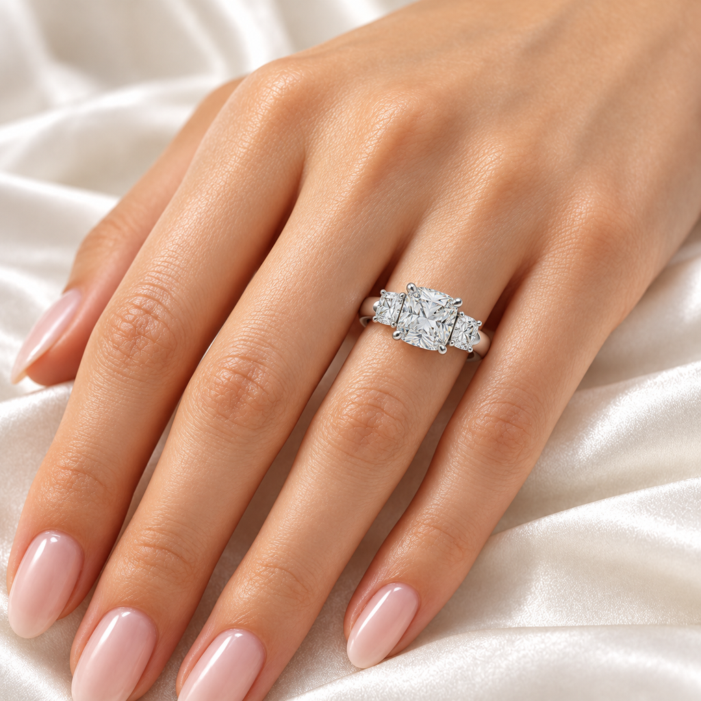 ELVORIQUE Triple-Row Pavé Lab-Grown Diamond Wedding Band