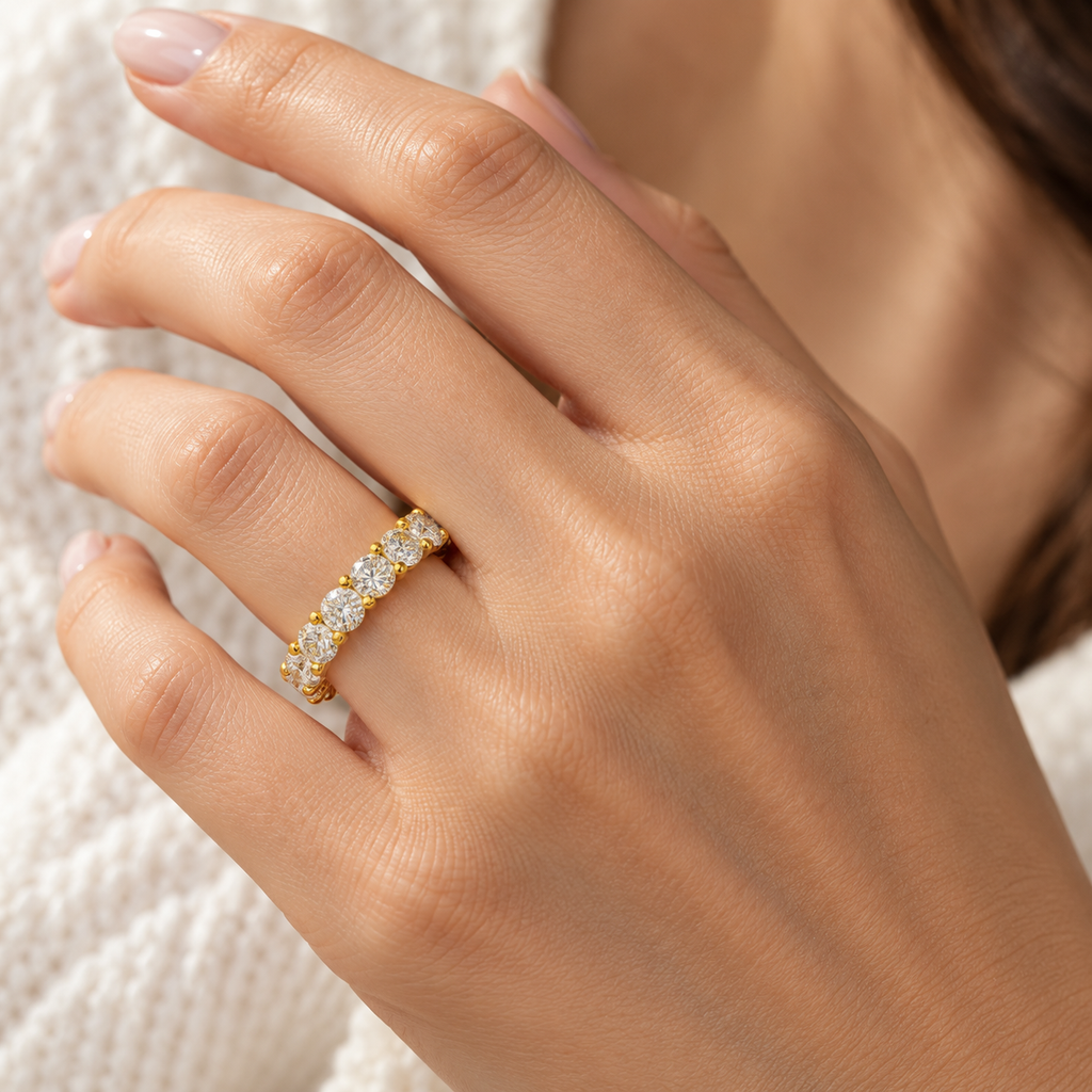 Yellow Gold Round Lab-Grown Diamond Full Eternity Band