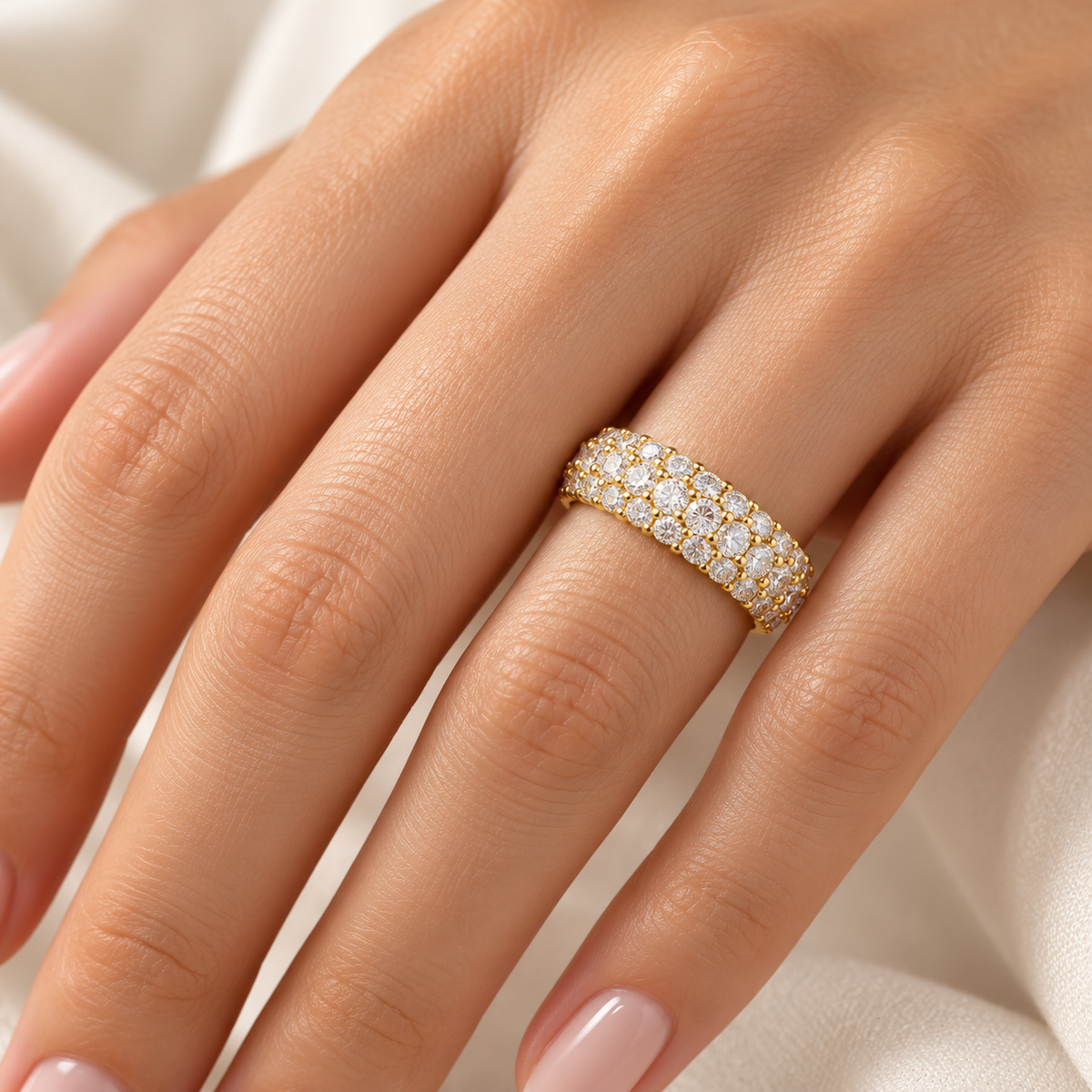 ELVORIQUE Celestial Orbit 0.50 CTW Three-Row Lab-Grown Diamond Wedding Band